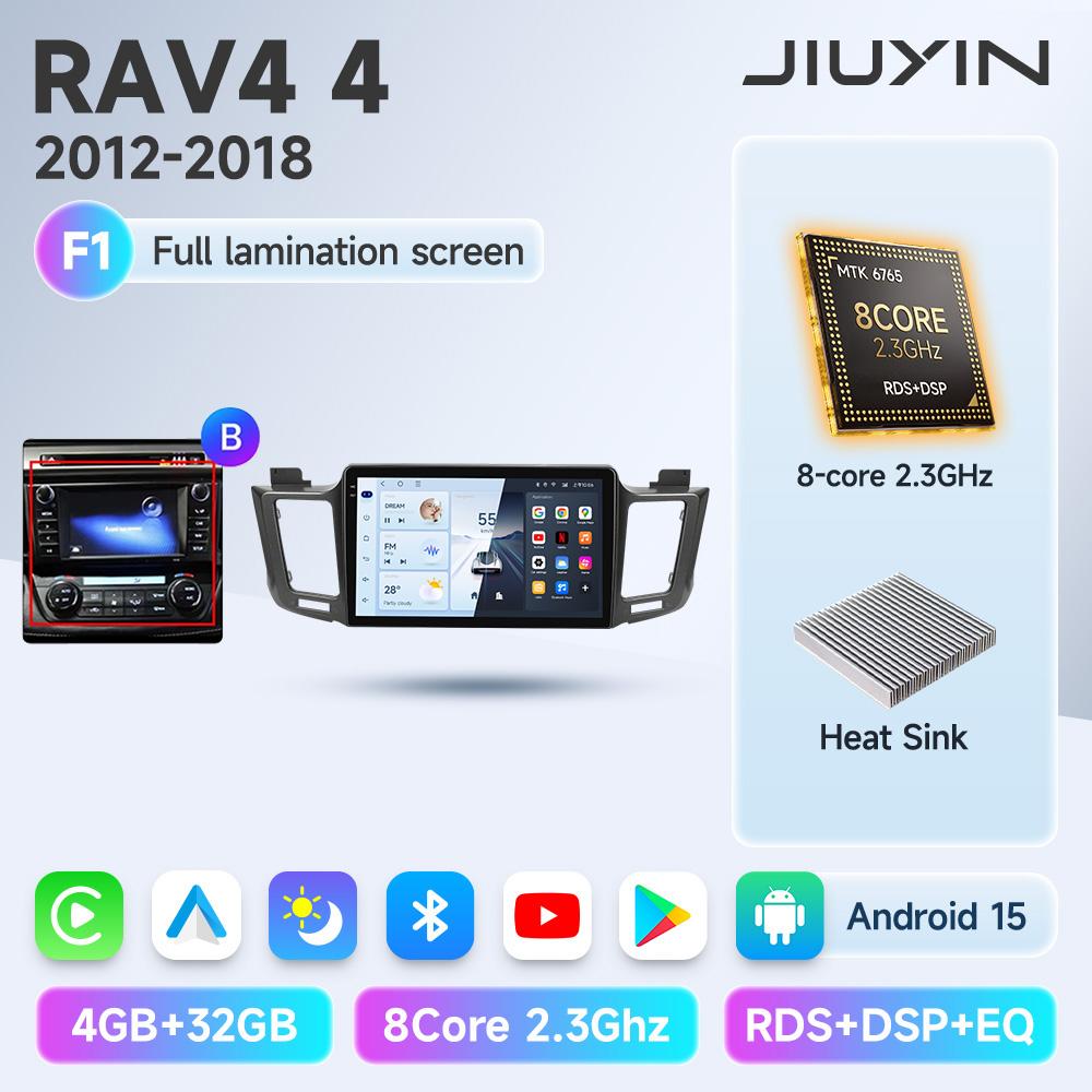 JIUYIN AI Voice Wireless CarPlay Android Auto Radio for Toyota RAV4 RAV 4 2012 - 2018 4G Car Multimedia GPS 2din autoradio