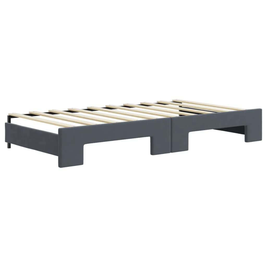 Extendable Daybed with Drawers Dark Grey 90x190 Cm Velvet