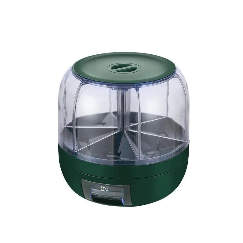 6KG Storage Box Household Rotatable Rice Dispenser Sealed Dry Grain Bucket Dispenser Moisture-proof Kitchen Food Container зелёный