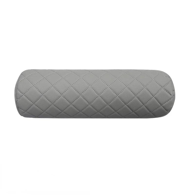 Luxury Car Seat Neck Pillow Headrest Leather Memory Foam Breathable Cervical Cylindrical Pillow Office Chair Headrest Protector