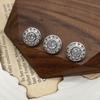 5 Pieces 12.5mm Hollow Brass Round Rod Buttons with Bright Artificial Zircon Clothing Accessories