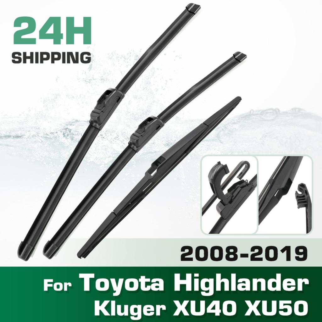 For Toyota Highlander Kluger XU40 XU50 2008-2019 Wiper Front&Rear Wiper Blades Windshield Windscreen Window Brushes 26"+20"+12
