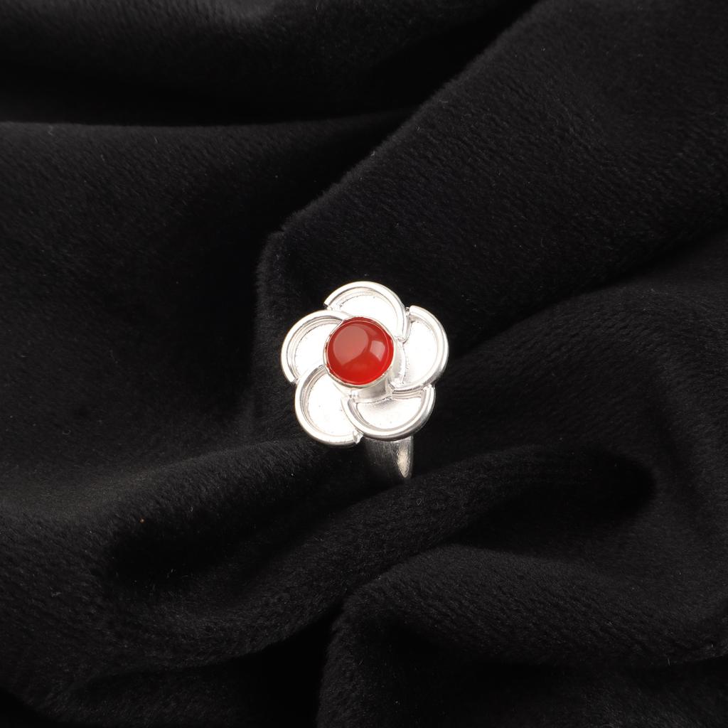 Karneol Edelstenssmykker, 925 Solid Sterling Sølvring, Håndlaget Blålysende Sølvring Smykker Til Thanksgiving-gave