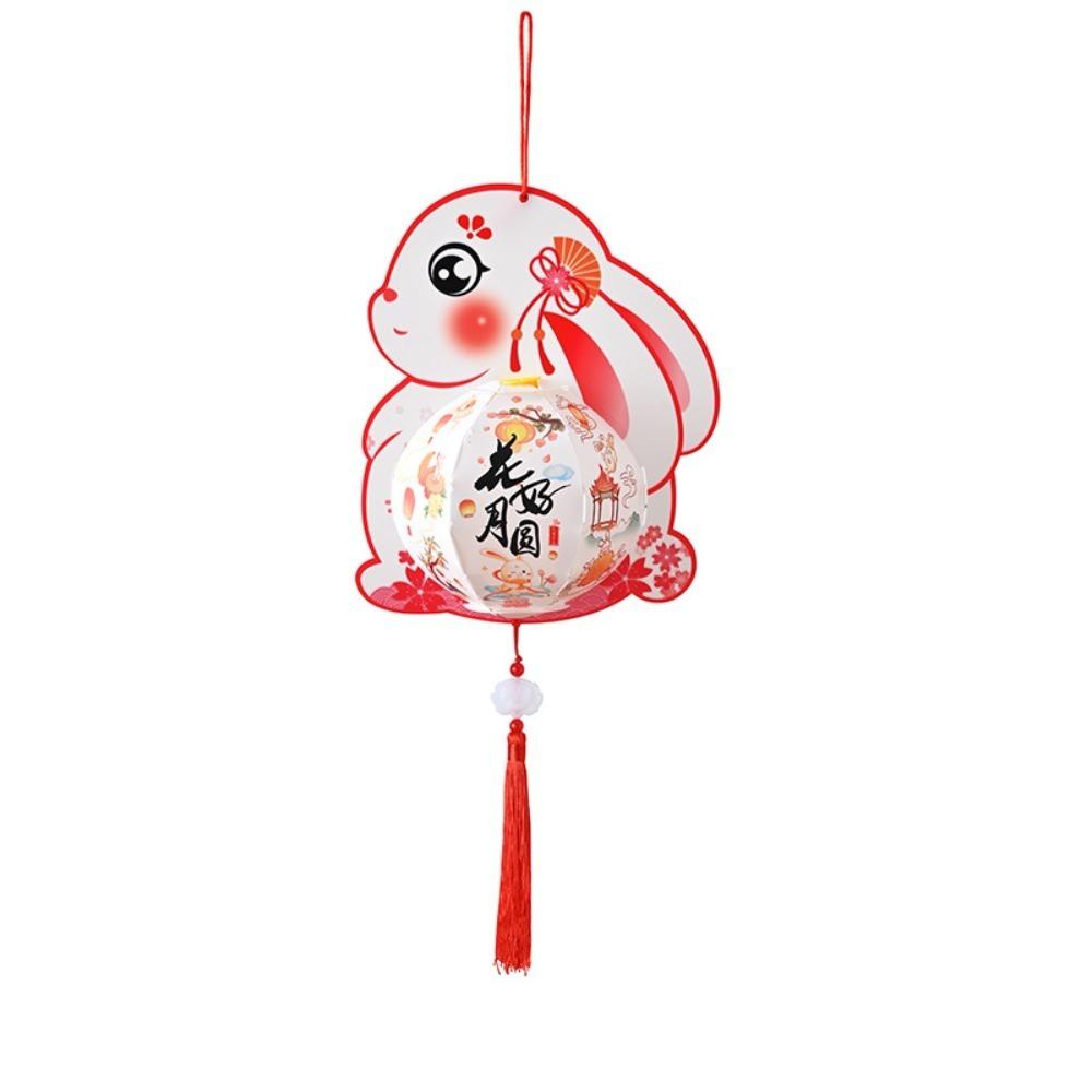 DIY Craft Middle Autumn Festival Lantern Cartoon Hanging Rabbit Lamps  Women Children