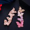 Korean Style Rose Gold Butterfly Zircon Earrings with S925 Silver Needle