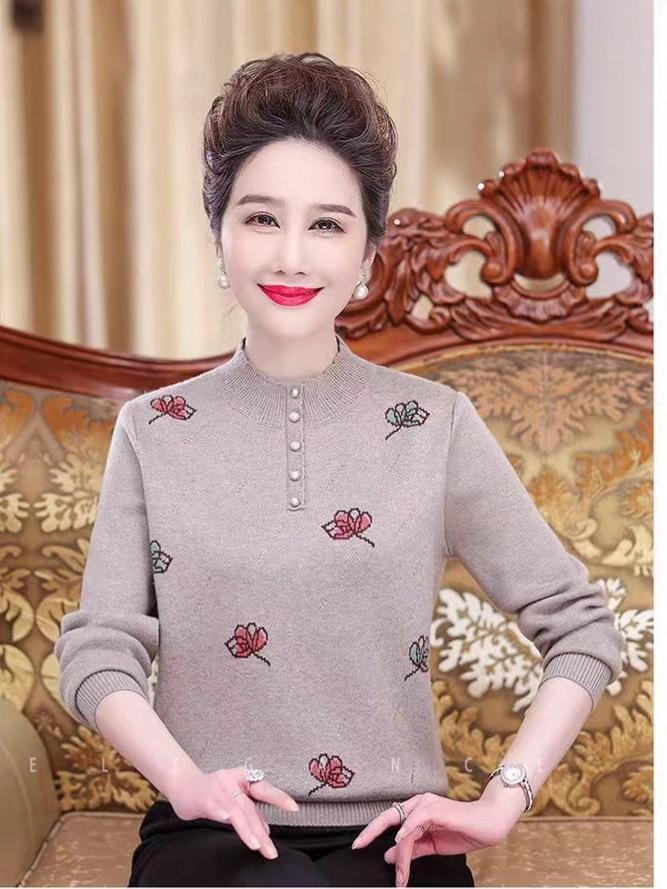 Middle-aged & Plus Size Warm Wool Sweater - Thick, Loose Fit for Moms