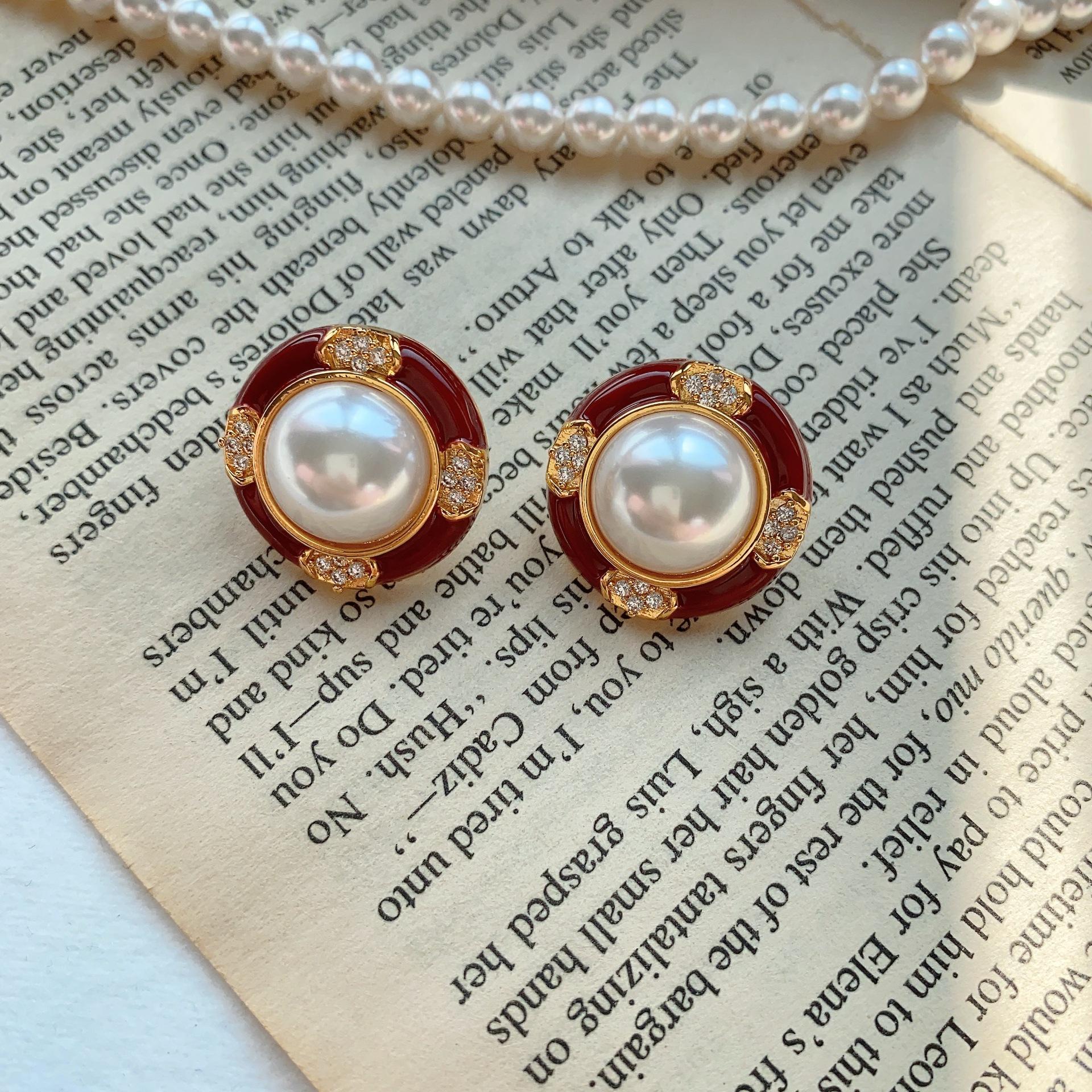 Серьги с французским ретро-жемчугом, весенние средневековые эмалевые капельные глазурованные серьги-гвоздики, женские дизайнерские серьги высокого класса