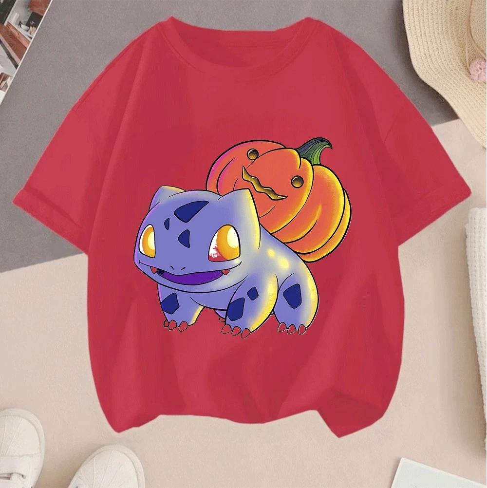 2026 Summer Pikachu 2D Cartoon Print Short Sleeve Tops Teen Casual Fashion Tees Hot Sale