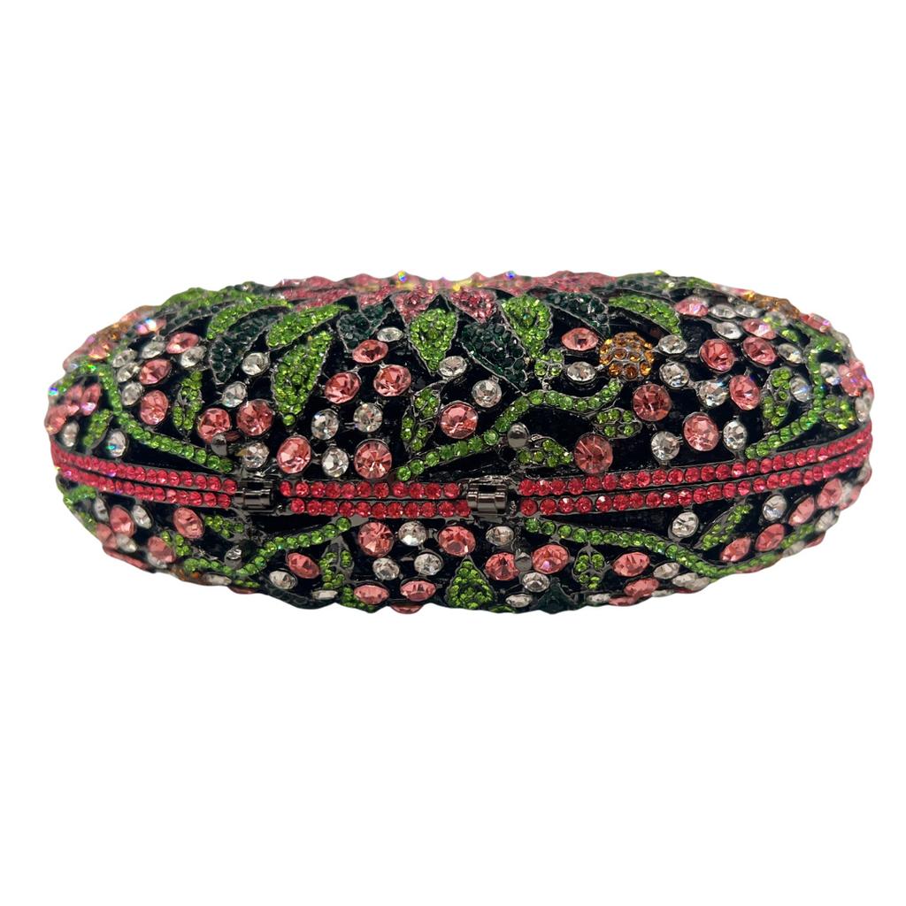 Colorful Rhinestone Women Evening Clutches Bags Green/Black/Pink  Flower Clutch Purse Luxury Diamond  Wedding Bridal Bag Stones