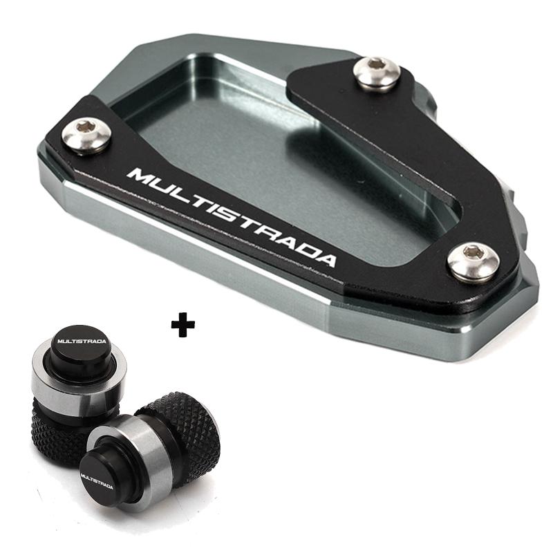 For DUCATI Multistrada 950 1100 1260 1200 S GT 1200S V4 Accessories Motorcycle Kickstand Side Stand Extension Pad Valve Caps
