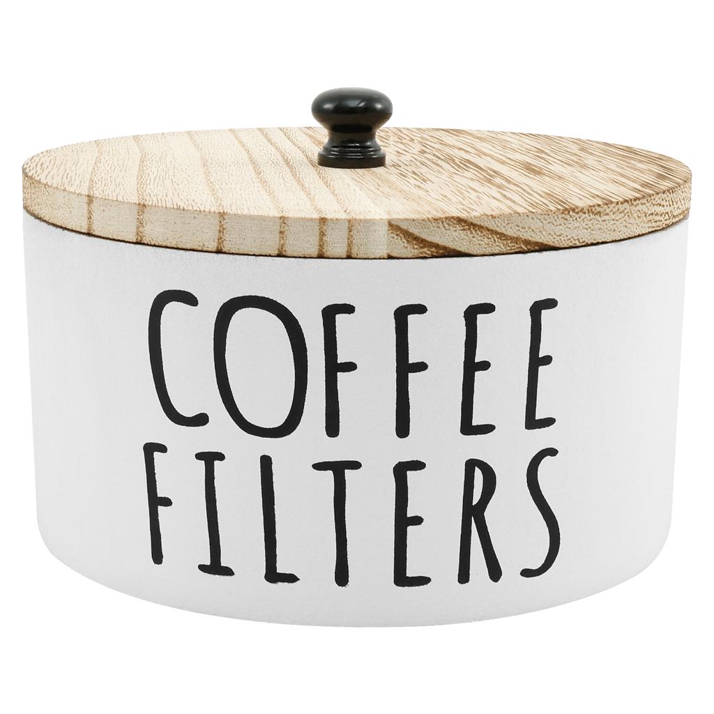 Wooden Coffee Filter Storage Container with Lid Multipurpose Sturdy Coffee Filter Dispenser for Coffee Shops and Households