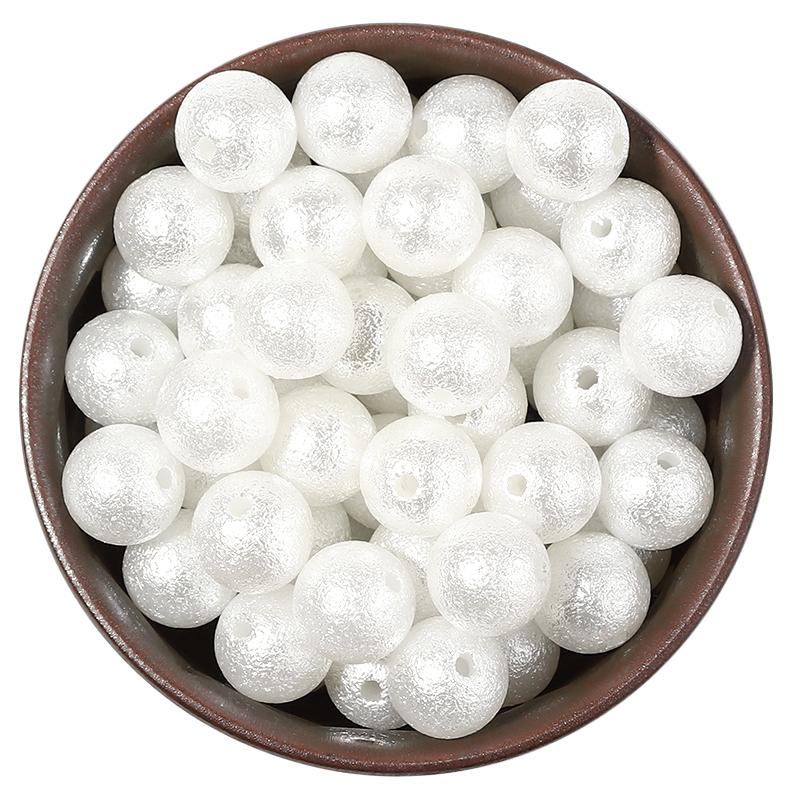 30-300pcs/lot Multisize ABS Imitation Pearl Beads Frosted Big Hole Acrylic Round Beads For DIY Craft Bracelet Necklace Wholesale