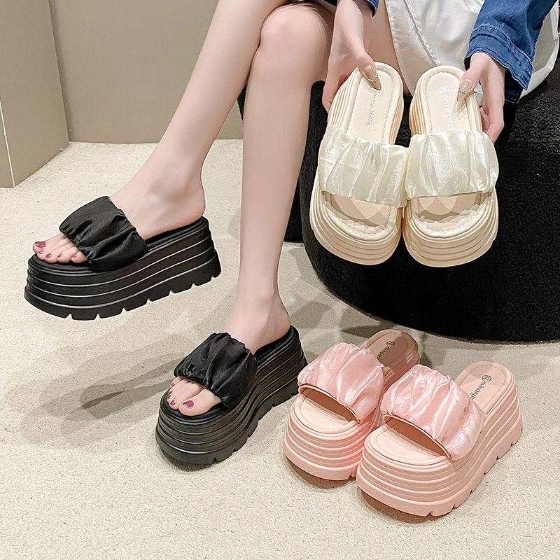 Fashion Fashion Thick-Soled Slippers For Womens Outer Wear 2025 Summer New Korean Version Thick-Soled 9CM High-Heeled Sandals For Women