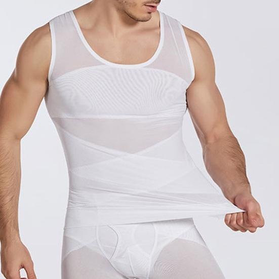 Men Slimming Vest Body Shaper Waist Trainer Sleeveless Thin High Elasticity Mesh Corset Tank Top Undershirt Abdomen Shapewear Fat Burn Fitness Top