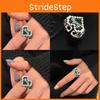 Elegant S925 Silver Heart Open Ring In Deep Dark Green Mosaic For Fashionable Women
