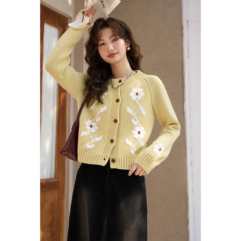 Women's Floral Jacquard Knit Cardigan