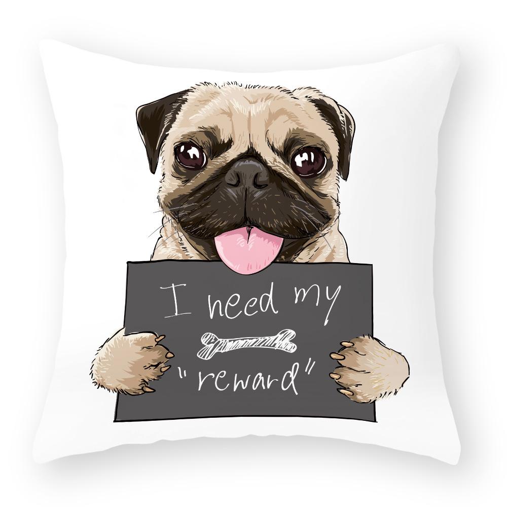 European and American Cartoon Dog Pillow Cover Peach Leather Velvet Print Pillow Cover Cushion Pillow Cover Car Sofa Waist