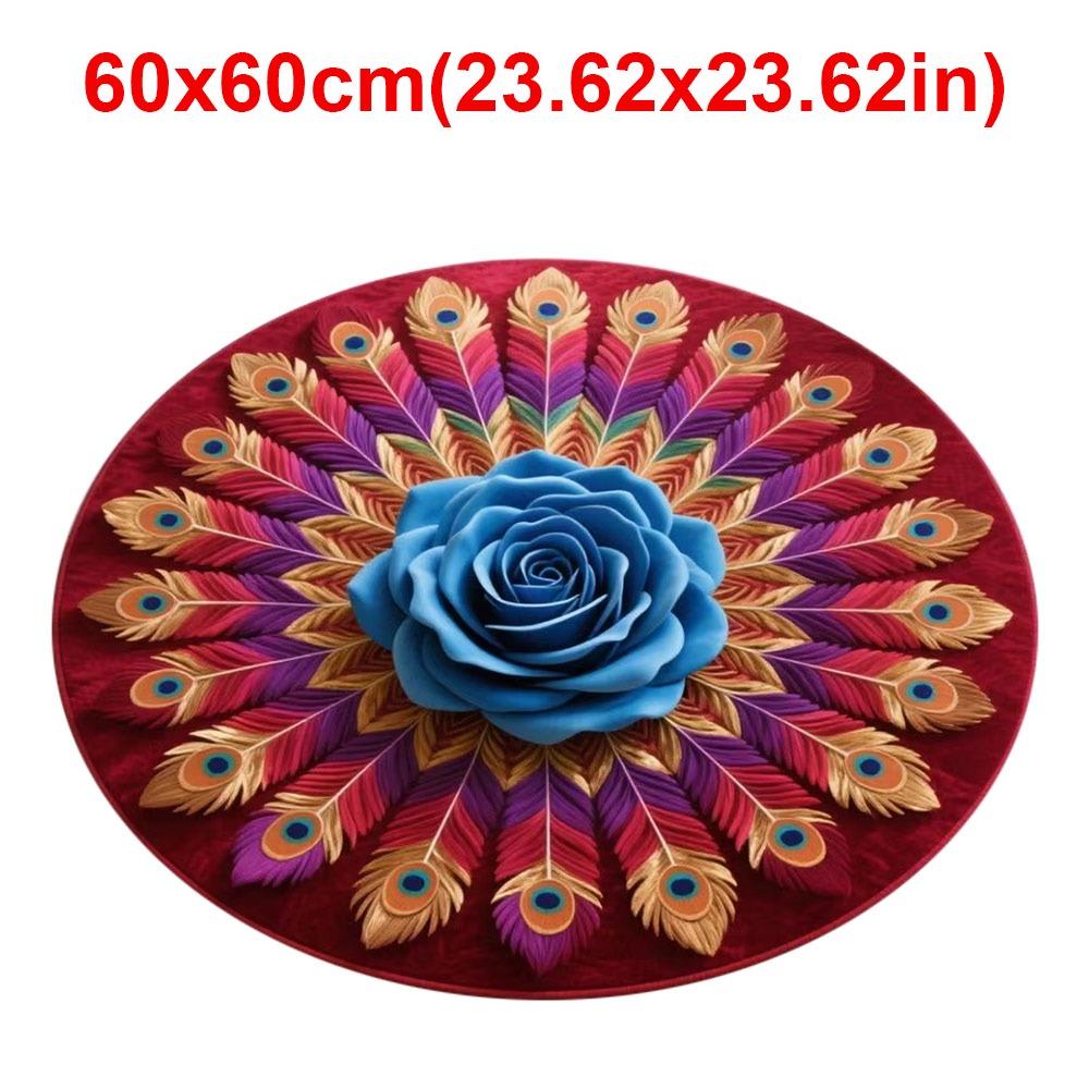 Special-shaped Peacock Carpet Soft Non-slip Peacock Mat 60x60cm/100x100cm Absorbent Bathroom Floor Mat