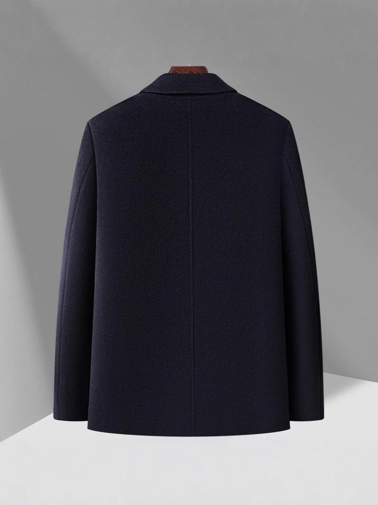 Dad's Wool-Cashmere Double-Faced Jacket with Detachable Down Liner for Autumn/Winter