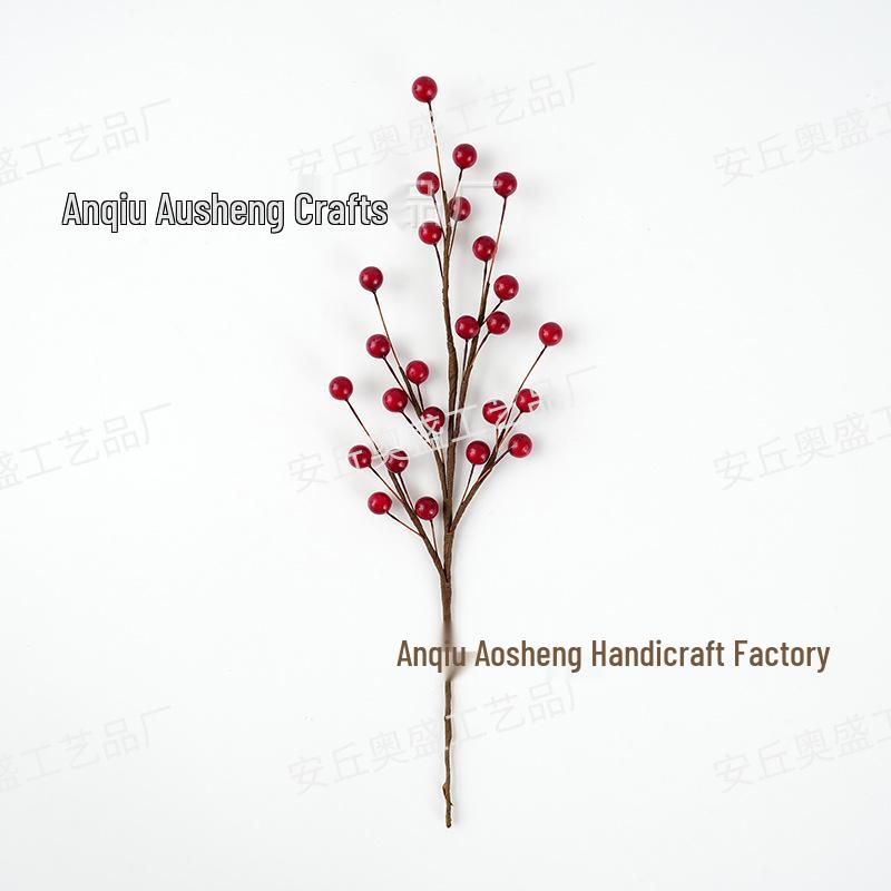 

New Year Decoration: Artificial Holly Berries & Red Fruits Flowers for Home 10cm червоний