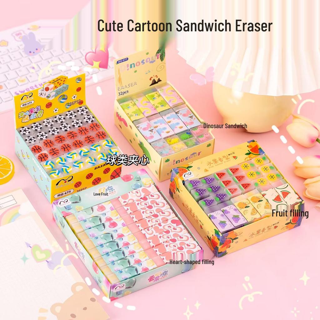Creative Fruit and Jelly Sandwich Erasers for Kids - Cute Stationery Gifts for Elementary Students