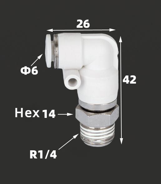 NRL 1700r/min Elbow M5 1/8" 1/4" 3/8" 1/2" BSP Male 4 6 8 10 12 Mm Tube Air Pneumatic High Speed Rotary Pipe Fitting Connector