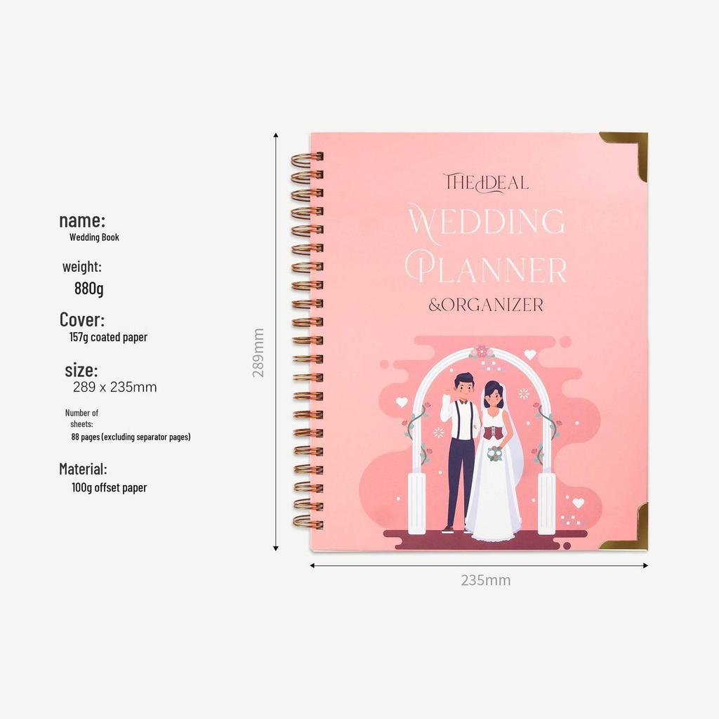 Cross-Border English Floral Hardcover Wedding Planner Notebook