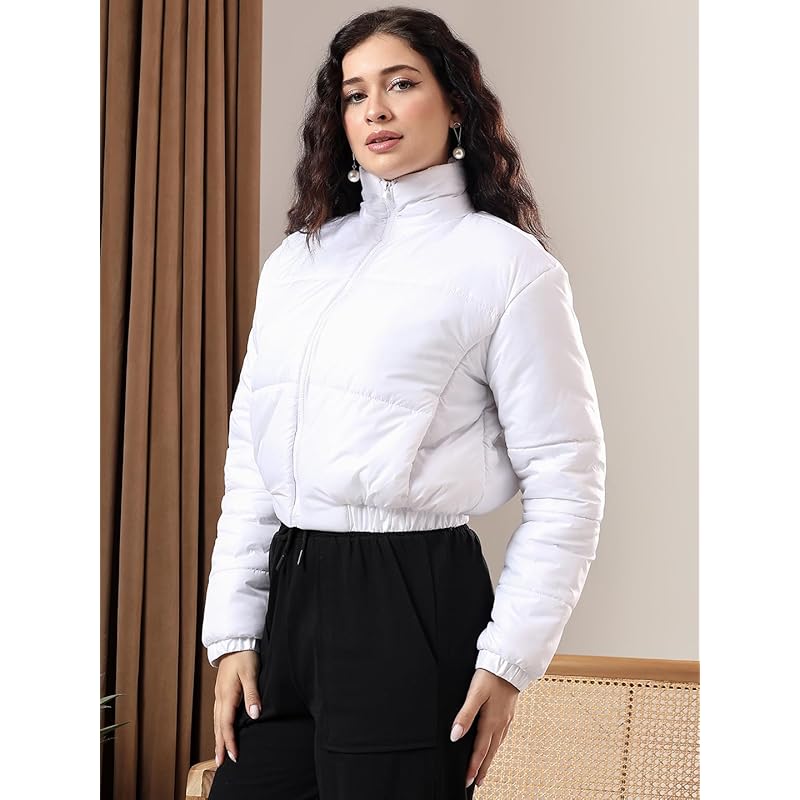 KOTTY Women Full Sleeve Solid Puffer Jacket S белый