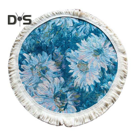 Tischset mit Quaste, pastoralem Stil, Blumen-Ölgemälde, ästhetische runde Form, Partys, Hochzeiten, Bankette, Tischdekoration, Abendessen-Matte