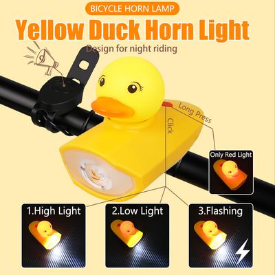 Little Duck Cartoon Bicycle Headlight USB Rechargeable Bicycle Riding Light Outdoor Children's Night Cycling Bicycle Accessory