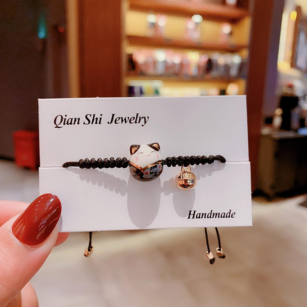 Cat Temperament Bell Braided Rope Fashion Jewelry Red Rope Bracelet Zodiac Hand Rope Women Gifts