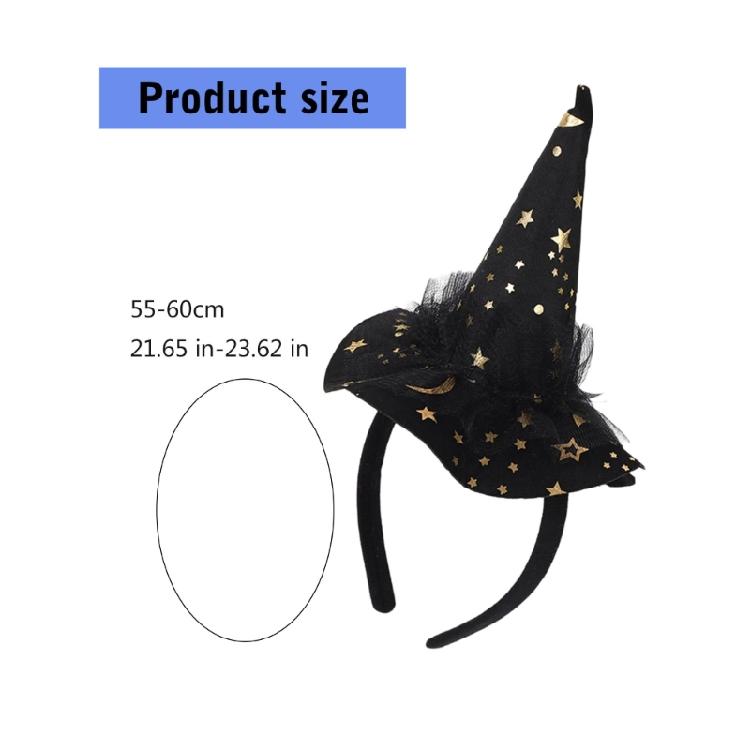 Festival Halloween Witch Hat Hairband with Mesh for Women Men Cosplay Spiderwebs Wizard Caps Headband Costume Accessory