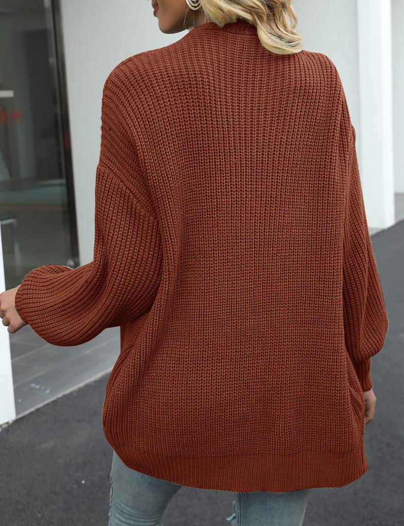 2023 Women's Autumn/Winter Lantern Sleeve Loose Knit Cardigan Sweater