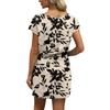 Women's Summer V-Neck Casual Short Sleeve Drawstring With Pocket Vintage Floral Dresses