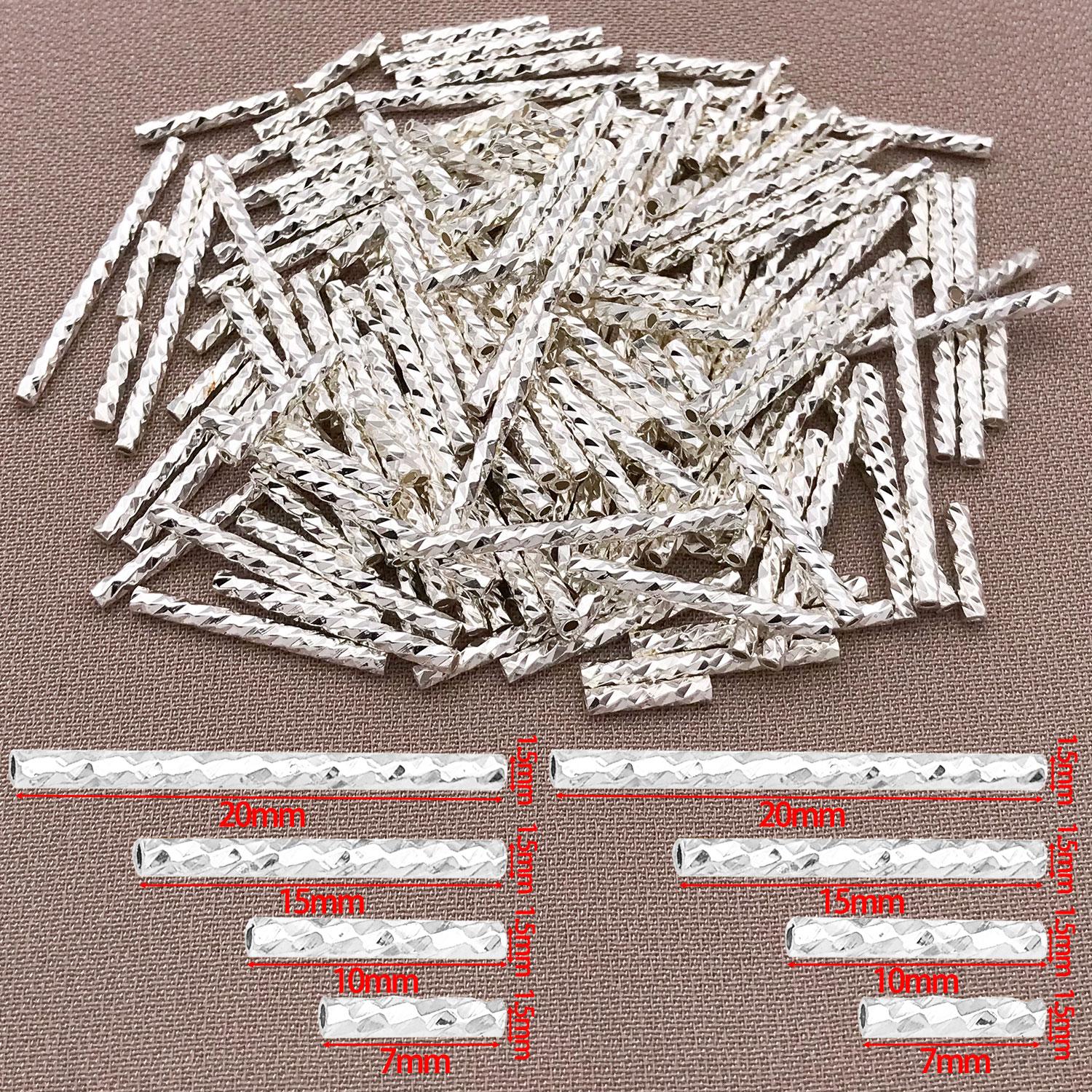 20pcs 18K Copper Plated True Golden Thick Silvery Platinum Batch Flower Connection Tube, DIY Bracelet Jewelry Making Accessories 1.5mmx20mm