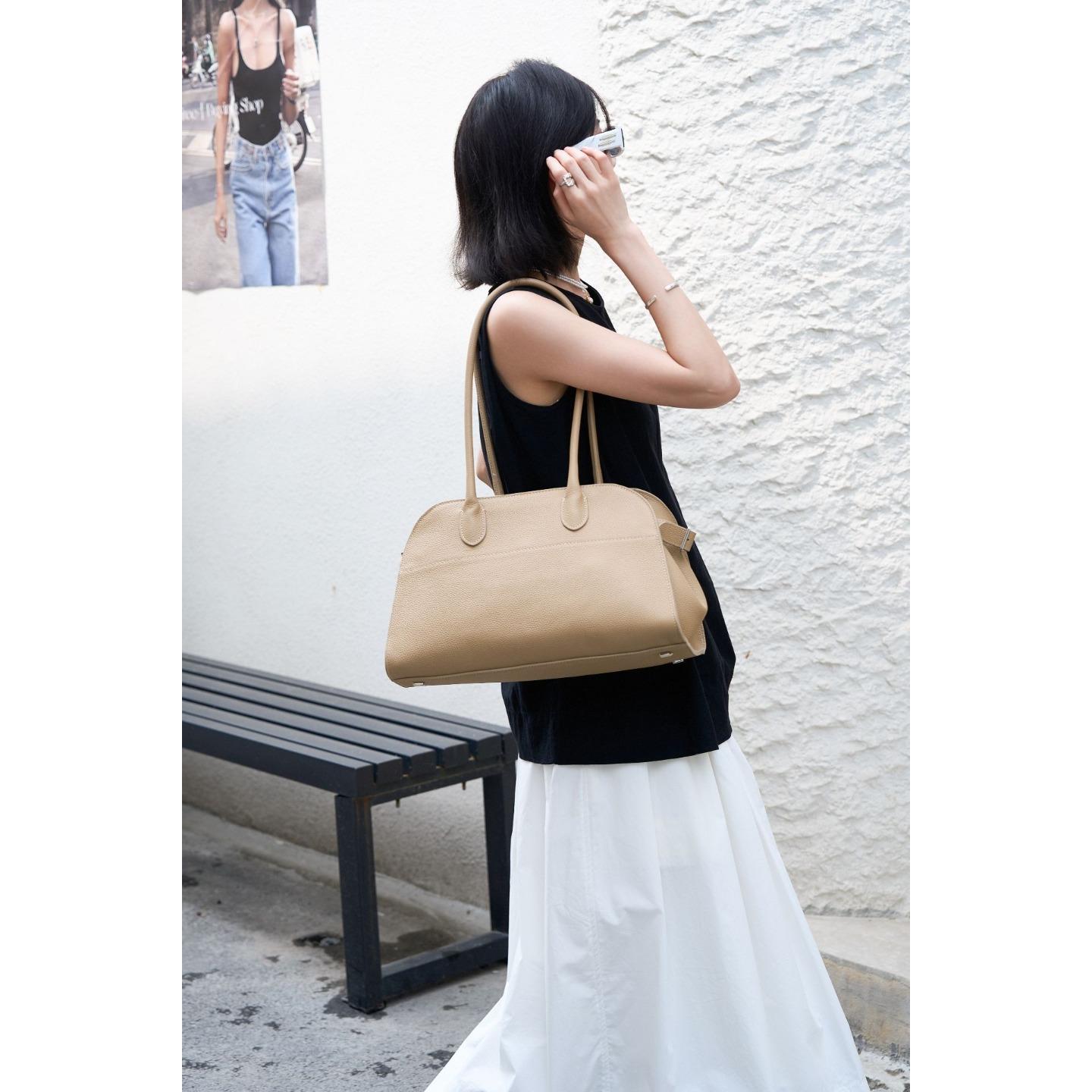

TR new EW long handle tote bag European and American high-end lychee pattern cowhide shoulder bag fashionable women s handbag 38*18*22cm blank