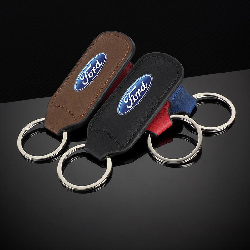 PCKF8 PU Leather Car Keychain Holder Keyring Pendant For Ford ST FOCUS 2 3 Mondeo Fiesta Kuga MK2 MK3 MK4 Ecosport Fusion Accessories