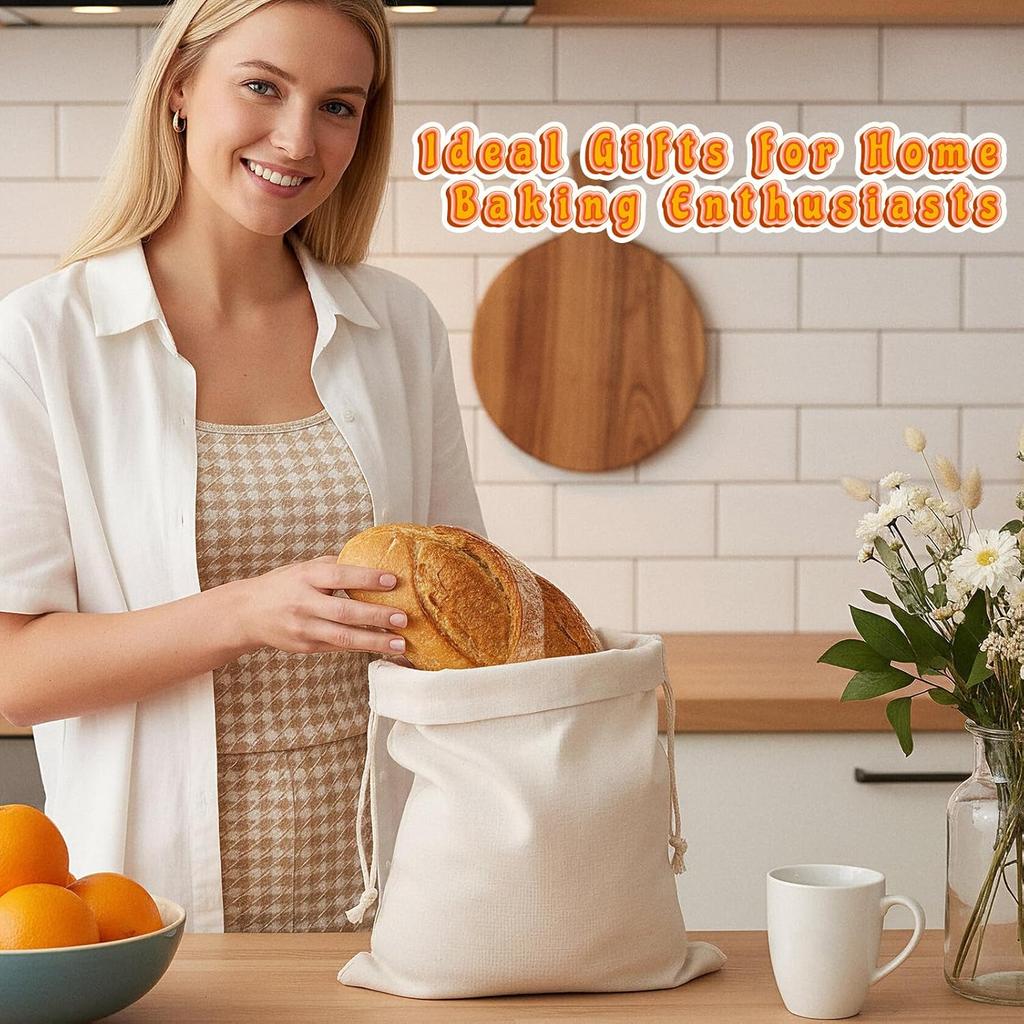 Ouligay 2 Pack Bread Bags Reble Set Linen Drawstring Sourdough Bags for Homemade Bread Storage, Eco-Friendly & Durable, 15.75" x 11.81"