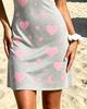 Pink Heart Star Print One Shoulder Dress, Light Grey Slim Fit Summer Mini Sundress