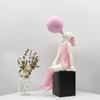 Nordic Bubble-Blowing Girl Sculpture - Modern Light Luxury Decor for Children's Room & Entrance Hall