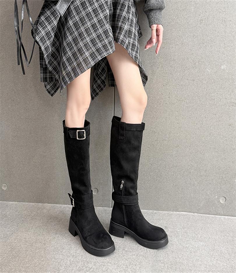 Winter new knight boots fashionable Internet celebrity heap boots long tube but knee thick soled boots women wear versatile casual