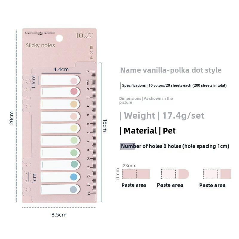 Colorful Transparent Morandi Ruler Index Stickers - Writable Classification Labels & Sticky Notes