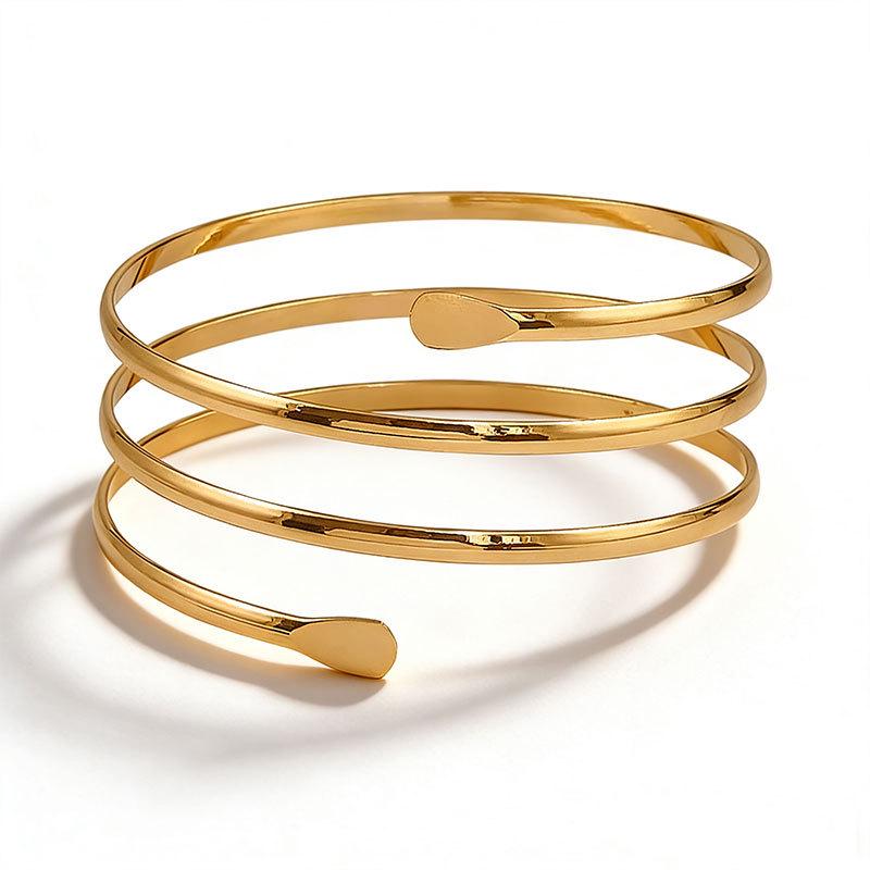 European & American Hollow Three-Layer Metal Arm Cuff - Punk Style.