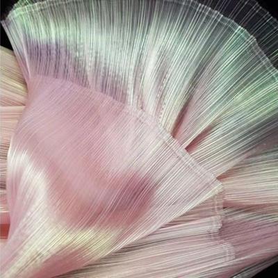 Meerjungfrau Himeji Textur Plissierter Organza Stoff Meterware für Hochzeitsstrauß Dekoration Nähstoff Weich Farbverlauf Weiß Blau