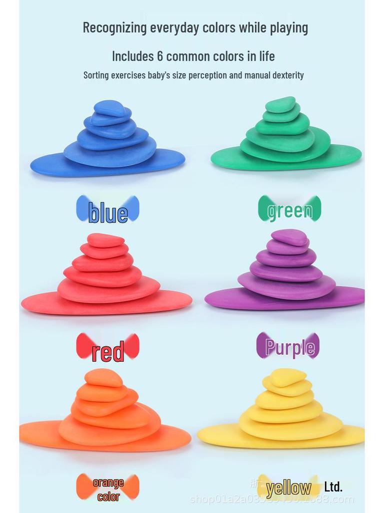 Montessori Rainbow Stacking Cups: Seven-Color Early Education Pebble Tower Toy