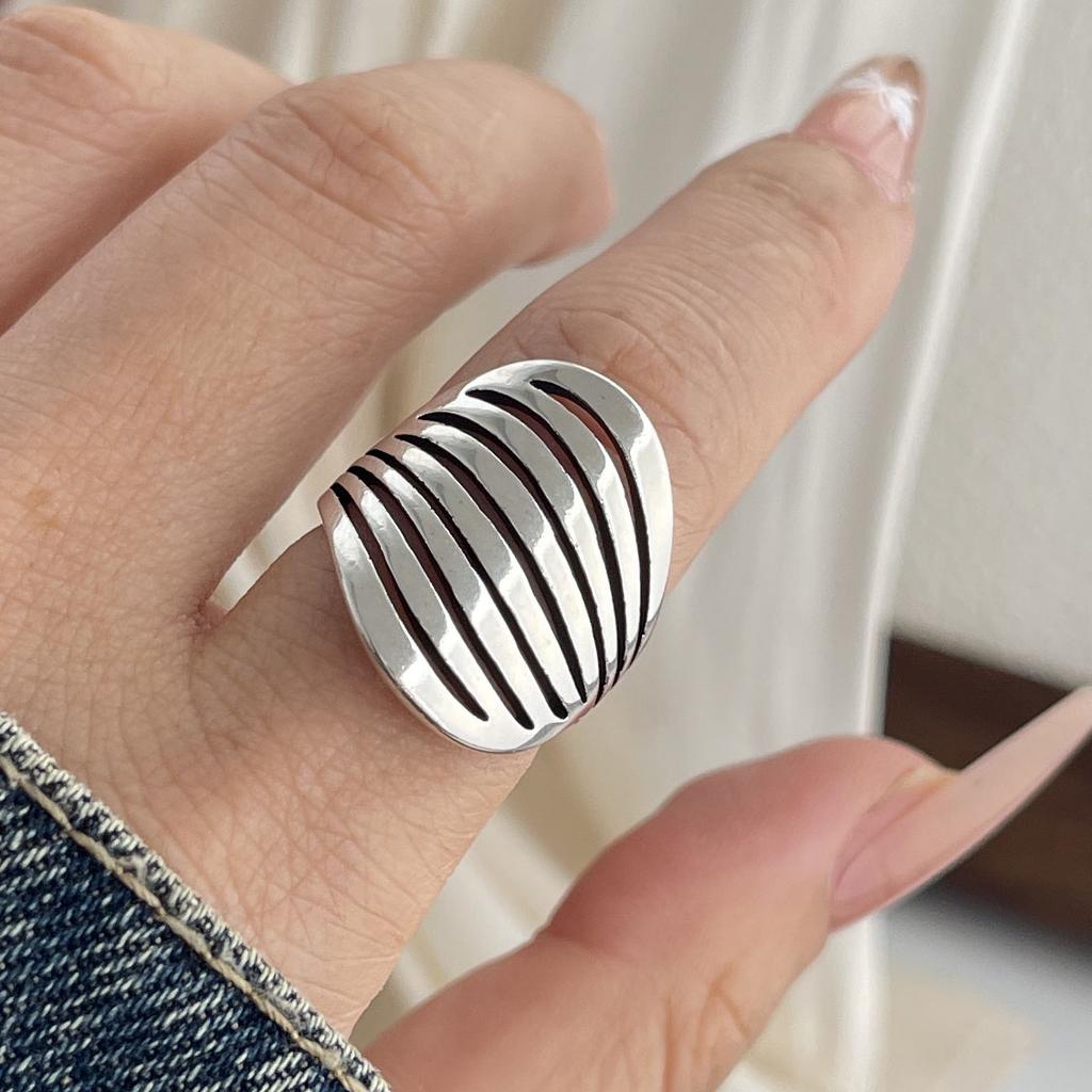 Bagues en Argent Sterling 925 pour Femmes Couple Minimaliste Fait Main Simple Anneau Rond Bande Bijoux Fins Cadeau Prévenir l'Allergie