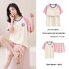 Korean Style Women's Cartoon Pajamas Set with Built-in Bra - Short-Sleeved, Loose, Plus Size, Summer Homewear