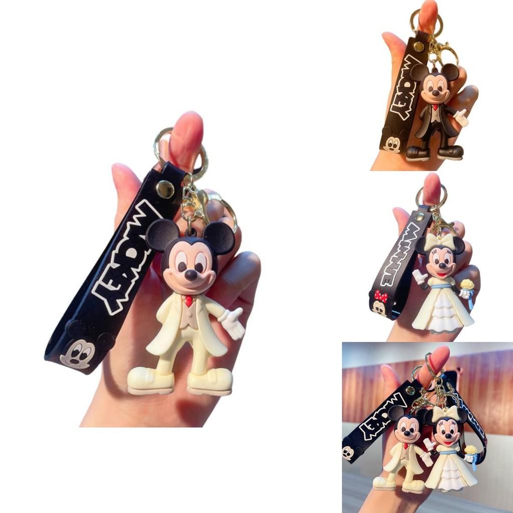 Cute Pvc Mickey Minnie Wedding Keychain Bag Pendant Car Key Chain Small Gift Wholesale