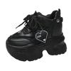 9.5CM Heels Chunky Sneakers Spring Autumn Women Ventilate Shoes Comfortable Casual Leather Shoes Female Non-slip Chunky Sneakers
