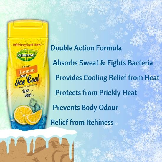 Girnar Ice Cool Talcum Powder | For Long Lasting Freshness and Fragrance | Ice Cooling Effect | Instant Sweat Control,300g
